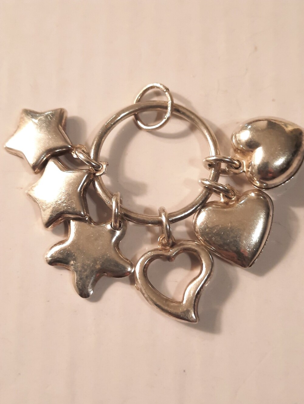Sterling Silver Heart & Star Charm Pendant